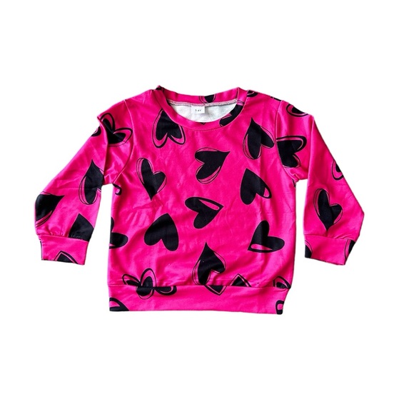 Toddler Girls Hot Pink With Black Hearts Valentines Day Sweater ๐ - Picture 3 of 6